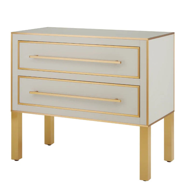 Ivory Satin Brass Arden Ivory Chest - LOOMLAN - Currey & Co - Chests