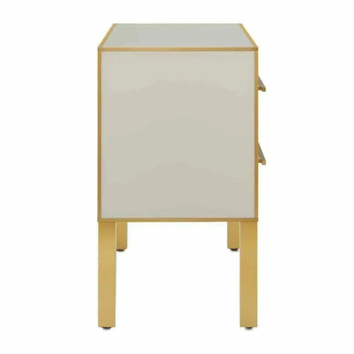 Ivory Satin Brass Arden Ivory Chest - LOOMLAN - Currey & Co - Chests