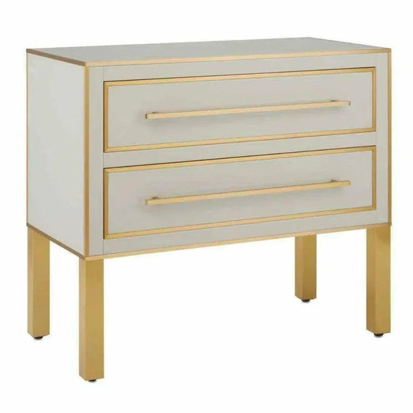 Ivory Satin Brass Arden Ivory Chest - LOOMLAN - Currey & Co - Chests