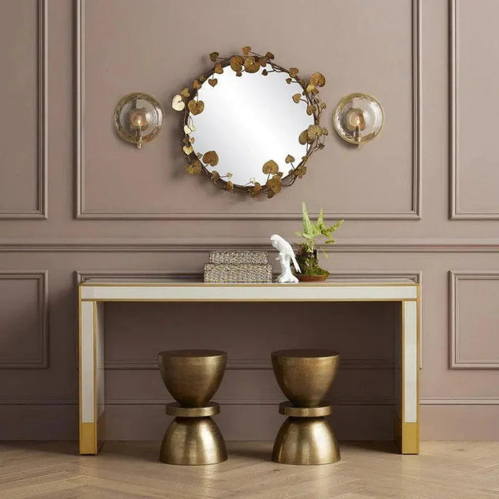 Ivory Satin Brass Arden Ivory Console Table - LOOMLAN - Currey & Co - Console Tables