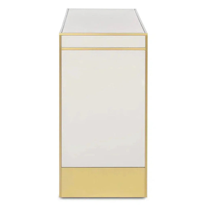 Ivory Satin Brass Arden Ivory Console Table - LOOMLAN - Currey & Co - Console Tables