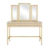 Ivory Satin Brass Arden Ivory Vanity Mirror Wall Mirrors LOOMLAN By Currey & Co