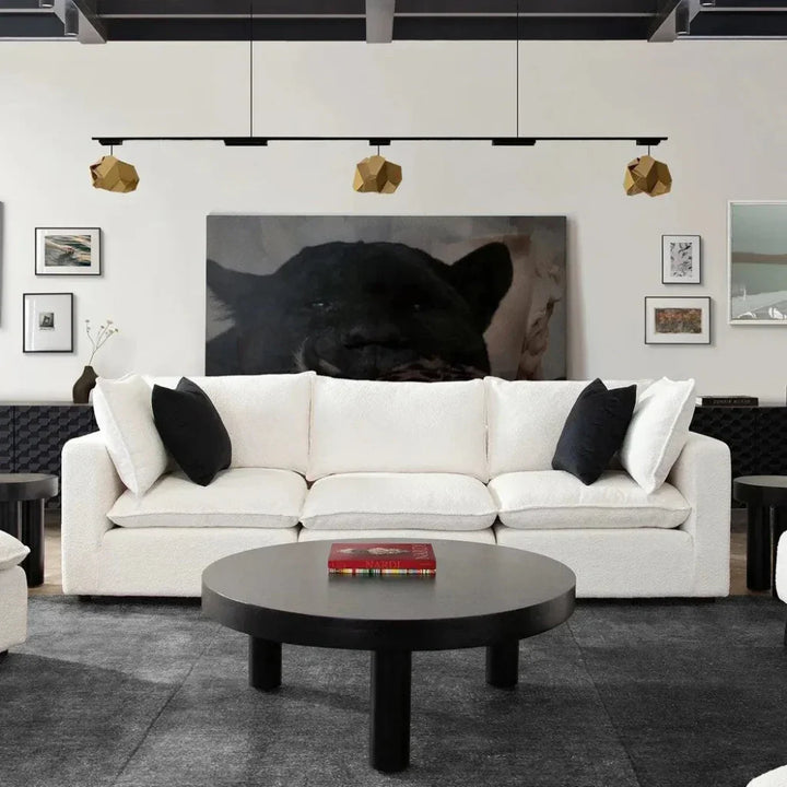 Ivy 3-Piece Modular Sofa White Faux Shearling-Modular Sofas-Diamond Sofa-LOOMLAN