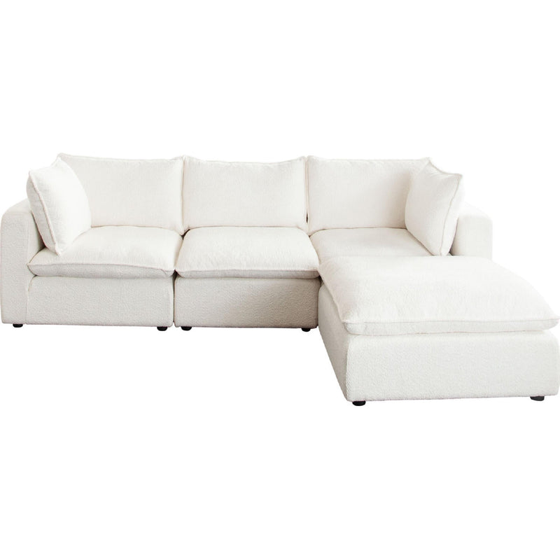 Ivy 4-Piece Reversible Modular Chaise Sectional in White Faux Shearling-Sectionals-Diamond Sofa-LOOMLAN