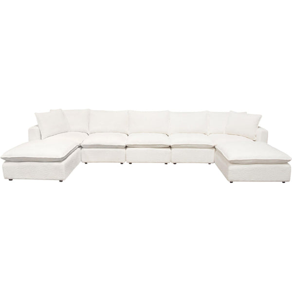 Ivy 7-Piece Dual Chaise Sectional in White Faux Shearling-Sectionals-Diamond Sofa-LOOMLAN