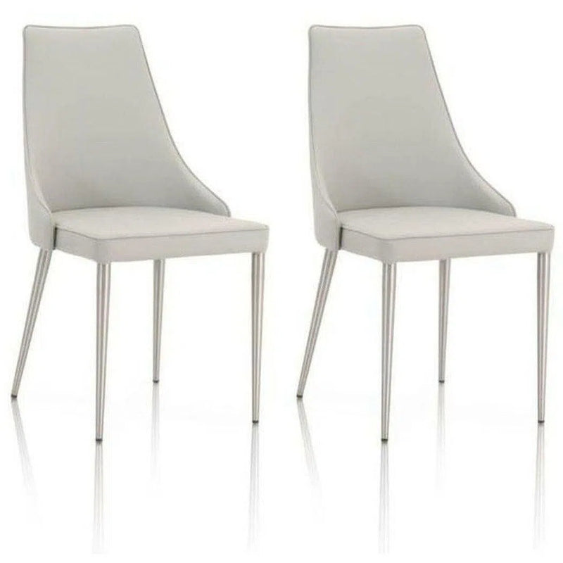Ivy Dining Chair Set of 2 Light Gray Brushed Stainless Steel Dining Chairs LOOMLAN By Essentials For Living