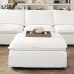 Ivy Square Ottoman in White Faux Shearling