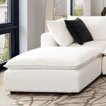 Ivy Square Ottoman in White Faux Shearling