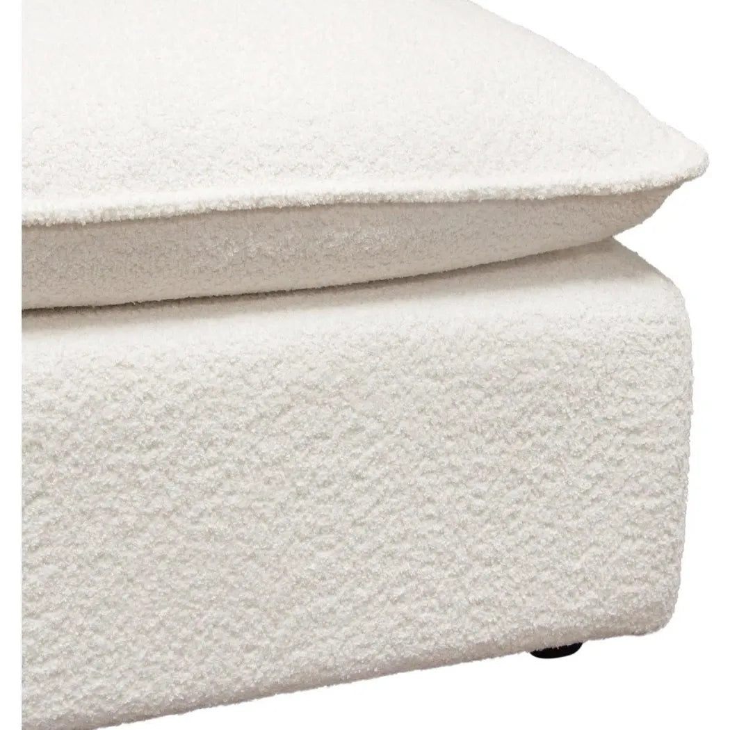 Ivy Square Ottoman in White Faux Shearling