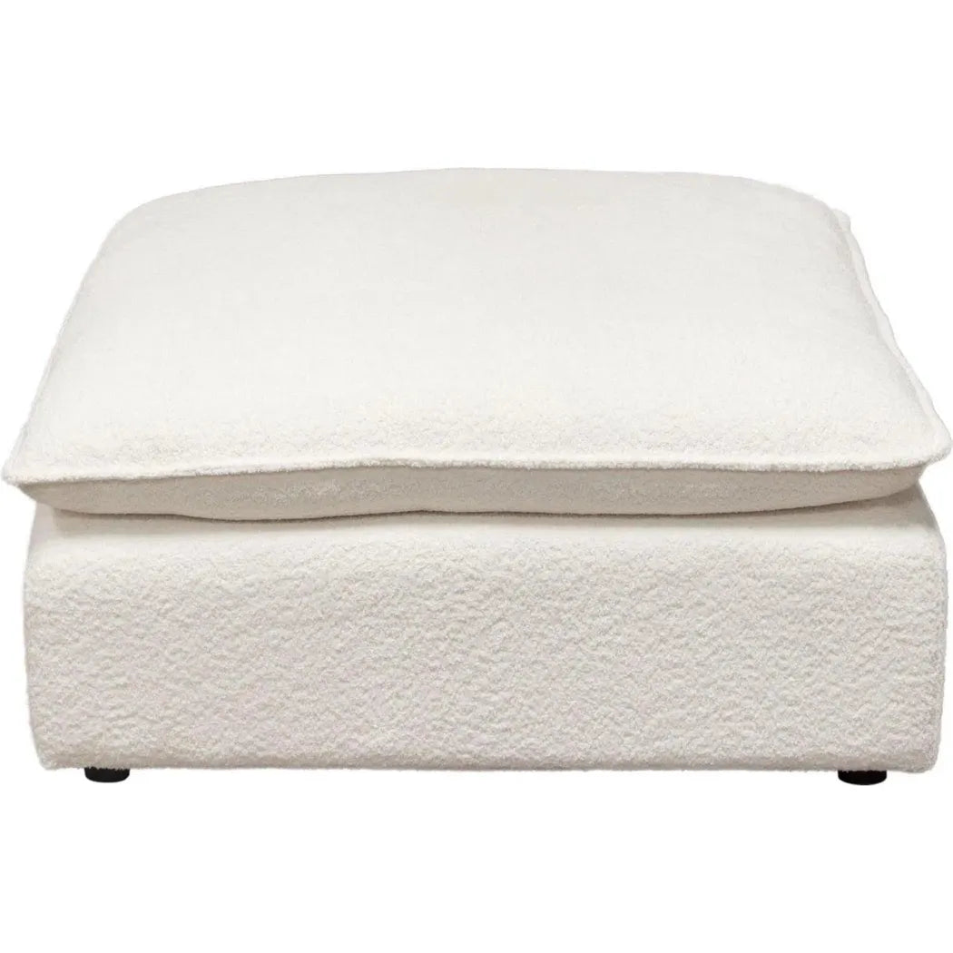 Ivy Square Ottoman in White Faux Shearling