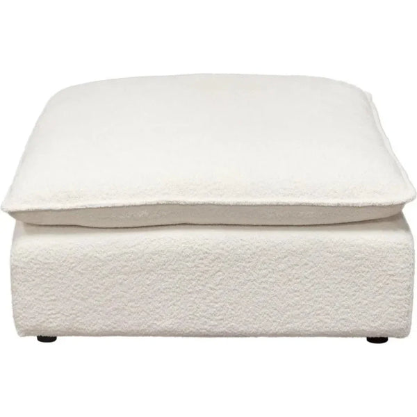 Ivy Square Ottoman in White Faux Shearling - LOOMLAN - Diamond Sofa - Ottomans