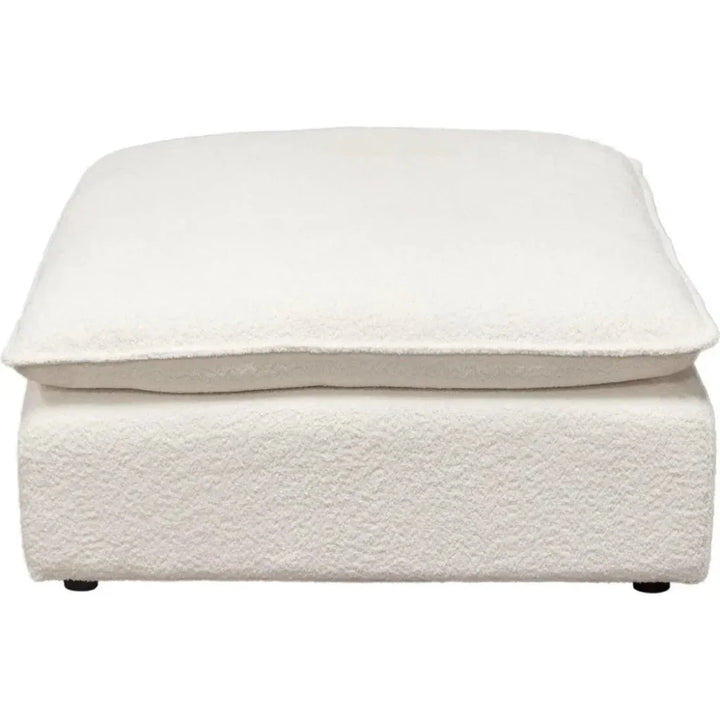 Ivy Square Ottoman in White Faux Shearling - LOOMLAN - Diamond Sofa - Ottomans