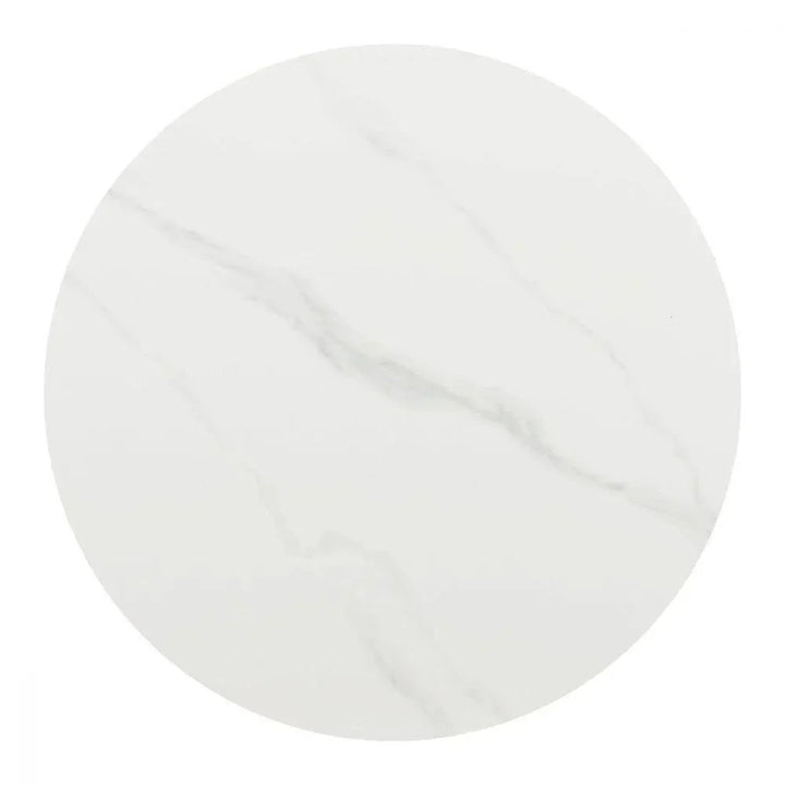 Izar Stone & Steel White Round Dining Table-Dining Tables-Zuo Modern-LOOMLAN