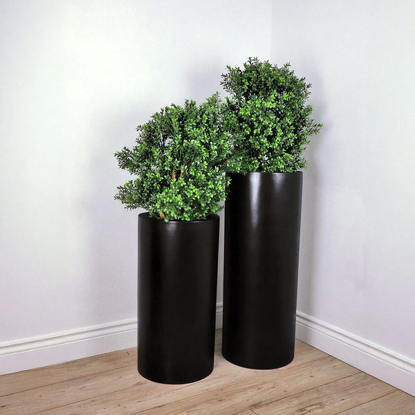 Cylinder Modern Designed Outdoor Matte Black Planter