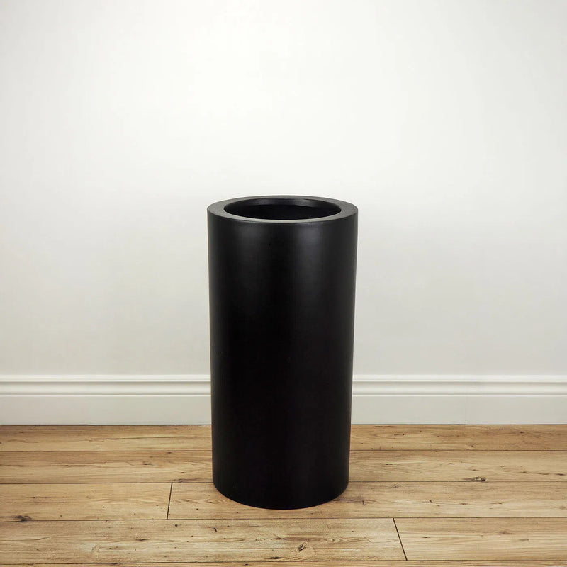 Cylinder Modern Designed Outdoor Matte Black Planter