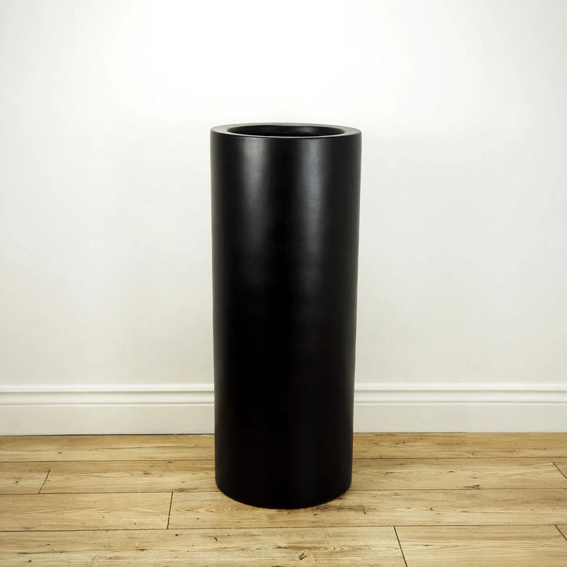 Cylinder Modern Designed Outdoor Matte Black Planter