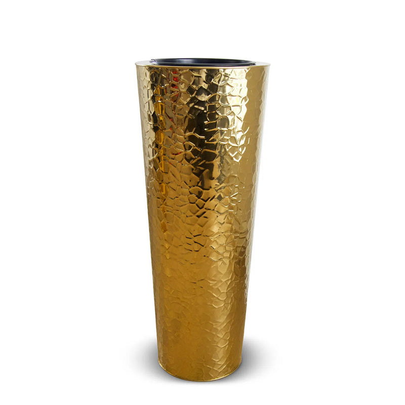 Cone Outdoor Gold Hammered Planter