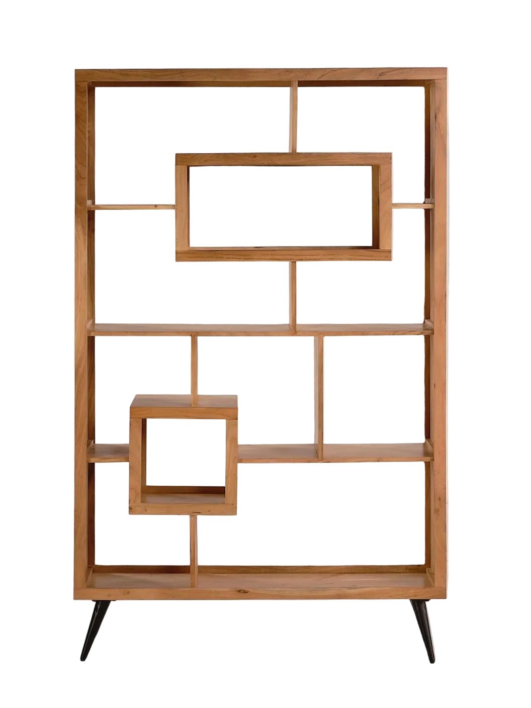 Tall Brown Wood Display Cabinet with Glass | LOOMLAN