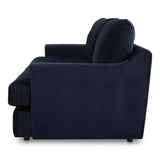 Alvin Polyester and Pine Blue Sofa