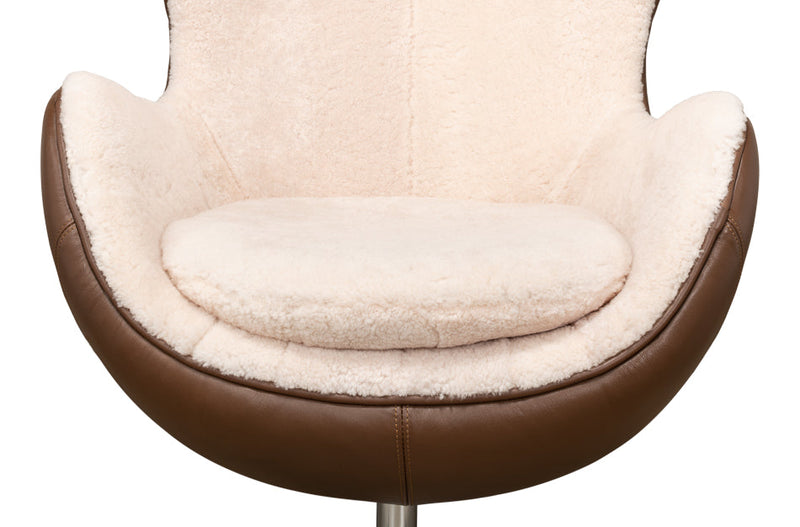 Jacobean Mid 20th Century Egg Chair-Accent Chairs-Sarreid-LOOMLAN