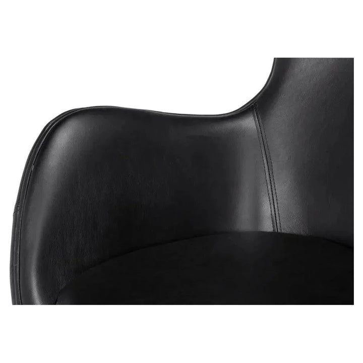 Jacobean Mid 20th Century Egg Leather Black Chair - LOOMLAN - Sarreid - Accent Chairs