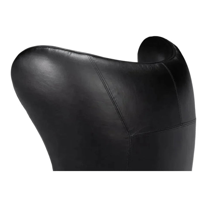 Jacobean Mid 20th Century Egg Leather Black Chair - LOOMLAN - Sarreid - Accent Chairs