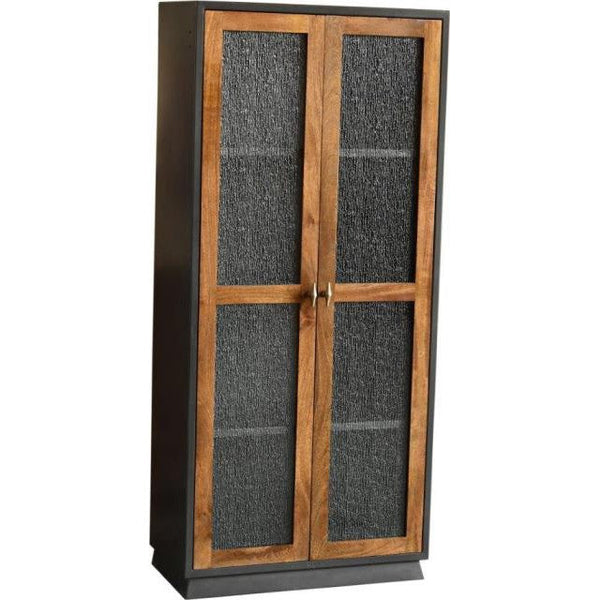 Jadwin Tall Wood Cabinet Glass Doors-Bookcases-LOOMLAN-LOOMLAN