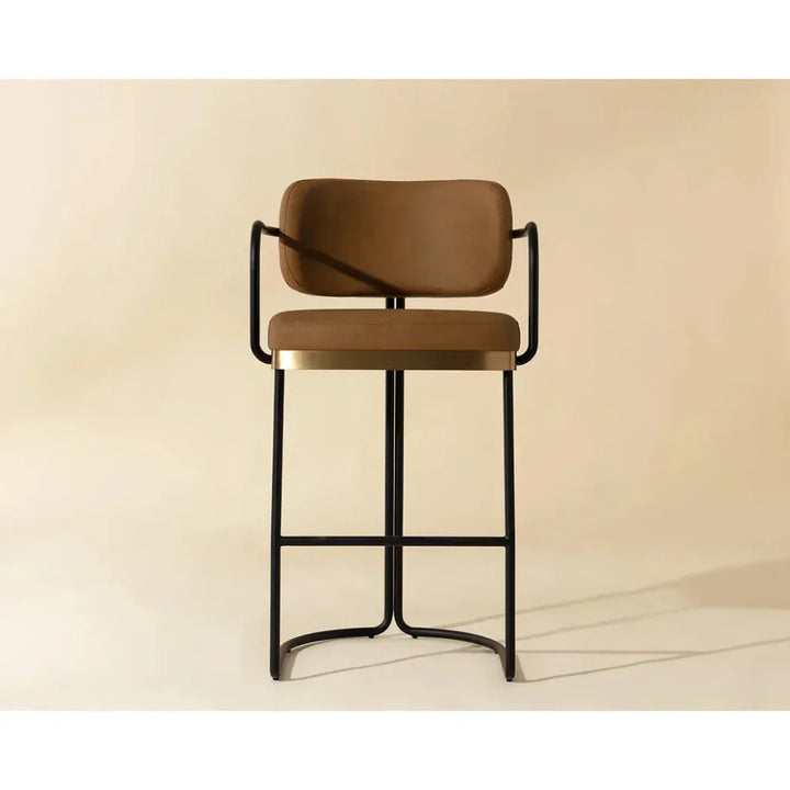 Jalen Leather Barstool - LOOMLAN - SUNPAN - Bar Stools
