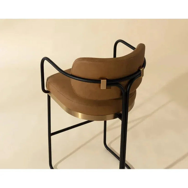 Jalen Leather Barstool - LOOMLAN - SUNPAN - Bar Stools