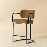 Jalen Leather Counter Stool-Counter Stools-SUNPAN-LOOMLAN