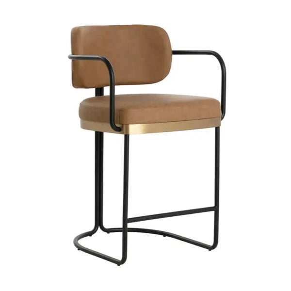 Jalen Leather Counter Stool-Counter Stools-SUNPAN-LOOMLAN