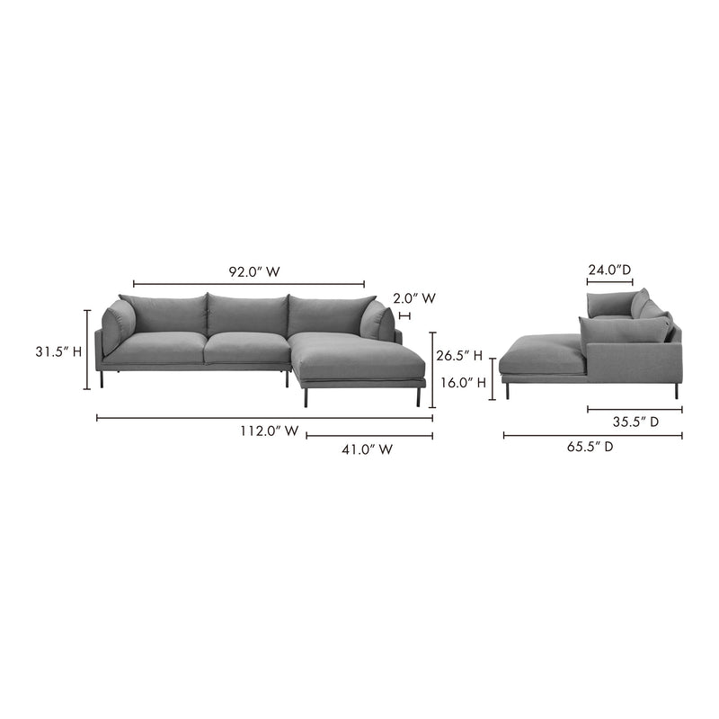  Jamara Grey Sectional Sofa Charcoal Right Moe' Home