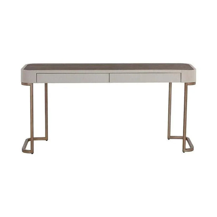Jamille Console Table Faux Leather & Steel Base - LOOMLAN - SUNPAN - Console Tables
