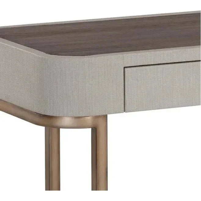 Jamille Console Table Faux Leather & Steel Base - LOOMLAN - SUNPAN - Console Tables