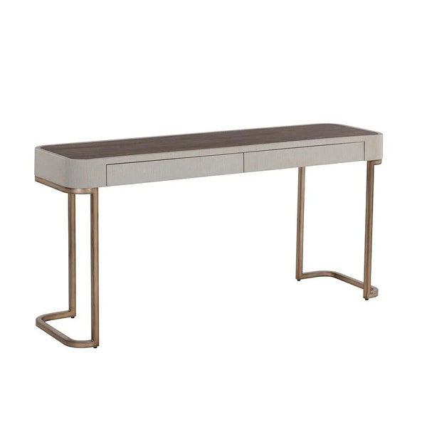 Jamille Console Table Faux Leather & Steel Base - LOOMLAN - SUNPAN - Console Tables