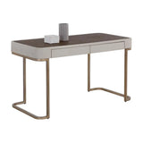 Jamille Desk Soft Closing Drawers & Warm Brass Base