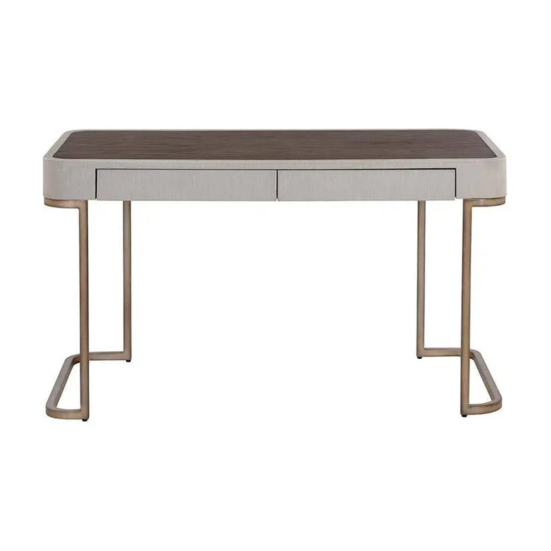 Jamille Desk Soft Closing Drawers & Warm Brass Base