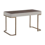 Jamille Desk Soft Closing Drawers & Warm Brass Base