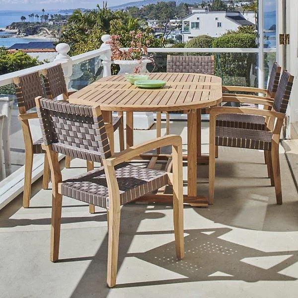 Extendable Oval Teak Outdoor Dining Table | LOOMLAN