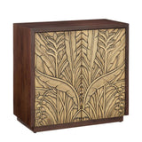 Jardin Antique Brass Teak Wood Cabinet-Accent Cabinets-Currey & Co-LOOMLAN