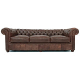 108" Vintage Brown Leather Chesterfield Sofa Made to Order Sofas & Loveseats LOOMLAN By Uptown Sebastian