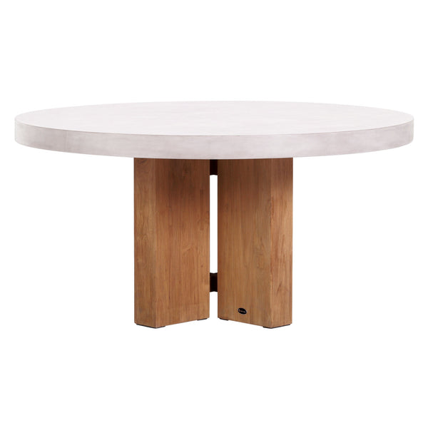 Java Teak and Concrete Dining Table - Ivory White Outdoor Dining Table-Outdoor Dining Tables-Seasonal Living-LOOMLAN