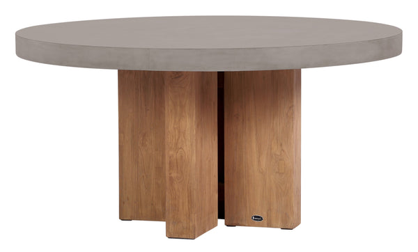 Java Teak and Concrete Dining Table - Slate Gray Outdoor Dining Table-Outdoor Dining Tables-Seasonal Living-LOOMLAN