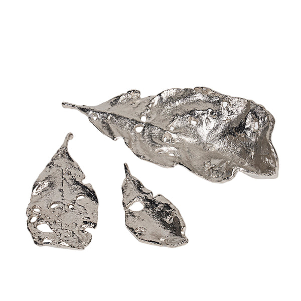 Jaxon Shiny Silver Leaves Sculpture