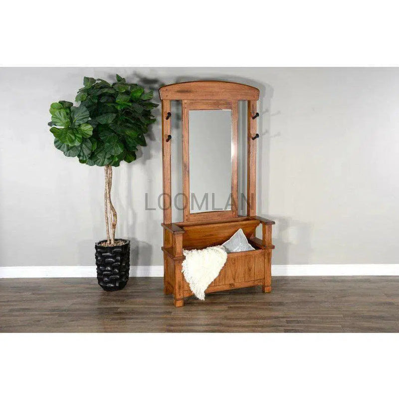 Jerro Narrow Hall Tree Mirror Bench Storage