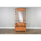 Jerro Narrow Hall Tree Mirror Bench Storage