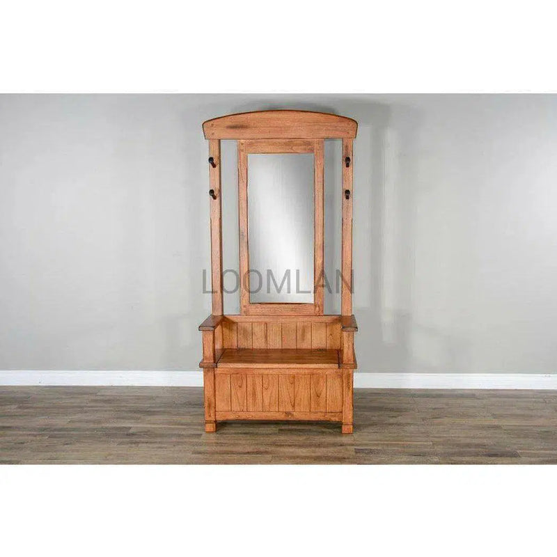 Jerro Narrow Hall Tree Mirror Bench Storage