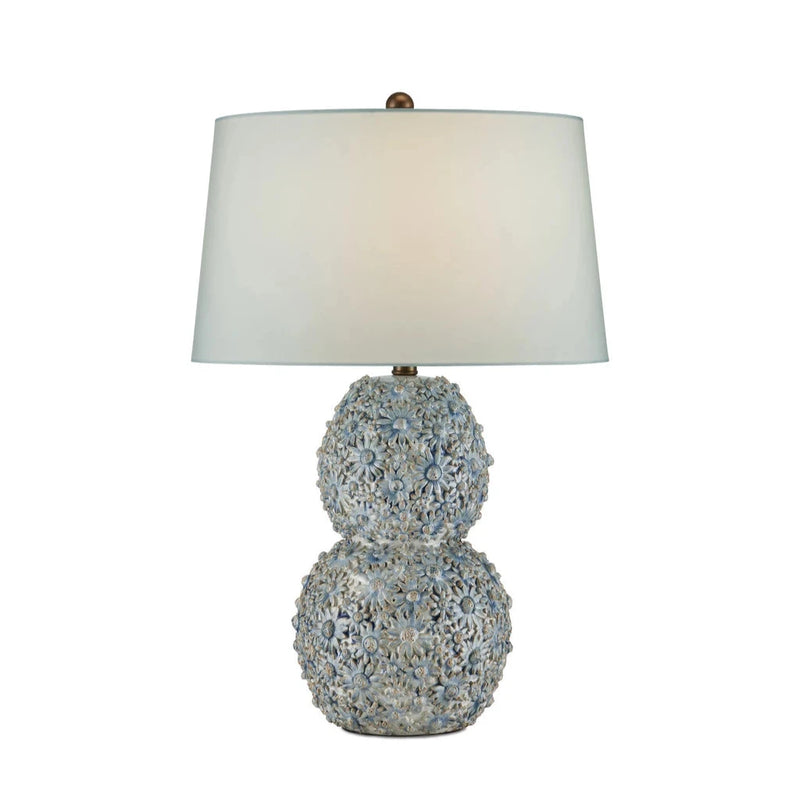 Jessamine Blue Ceramic Floral Texture Table Lamp