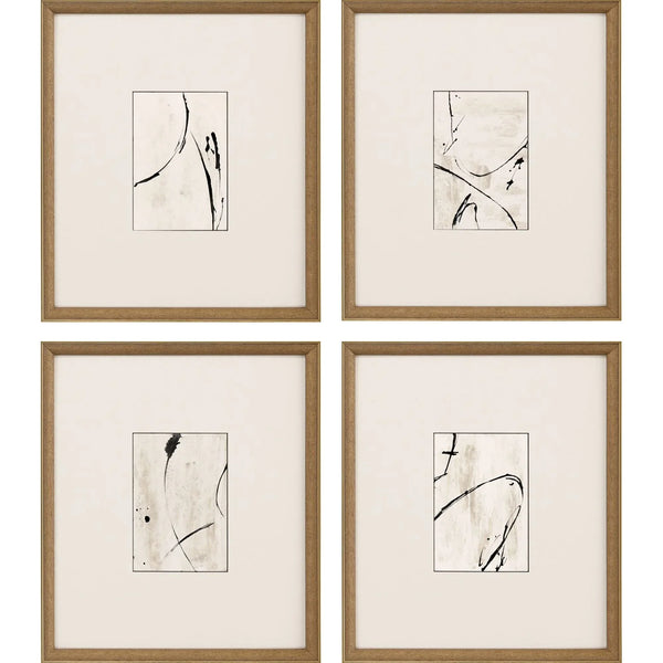 Jete Wood Black Framed Wall Art 4PC