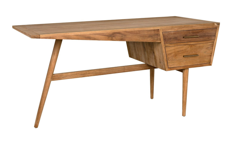 Jetson Desk, Teak Wood Unique Desk With Drawers-Home Office Desks-Noir-LOOMLAN